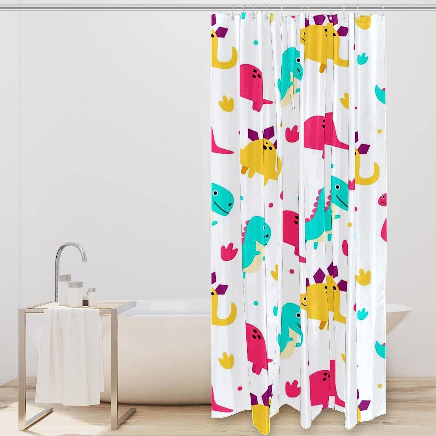 Colorful Dinosaur Shower Curtain Made With High-Quality Fabric For A Vibrant Bathroom Decor - Image 2
