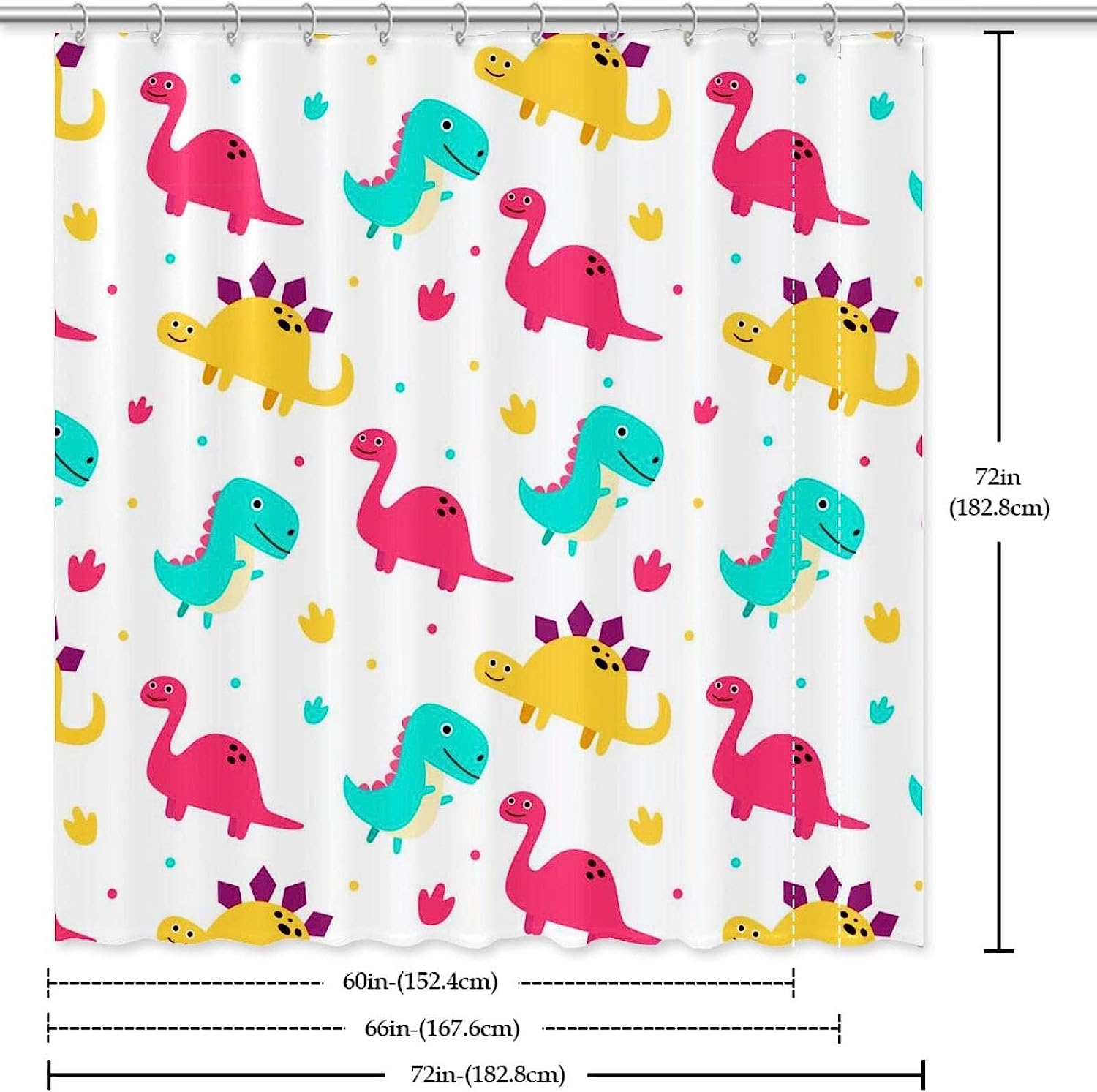 Colorful Dinosaur Shower Curtain Made With High-Quality Fabric For A Vibrant Bathroom Decor - Image 3
