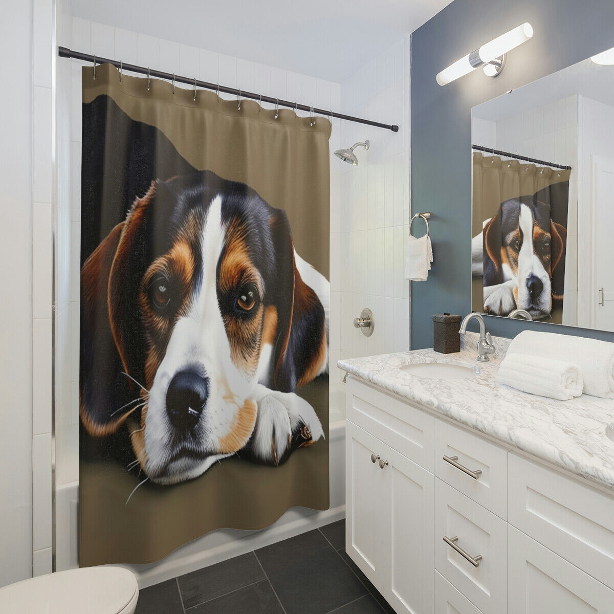 Colorful Dog Shower Curtain - Image 2
