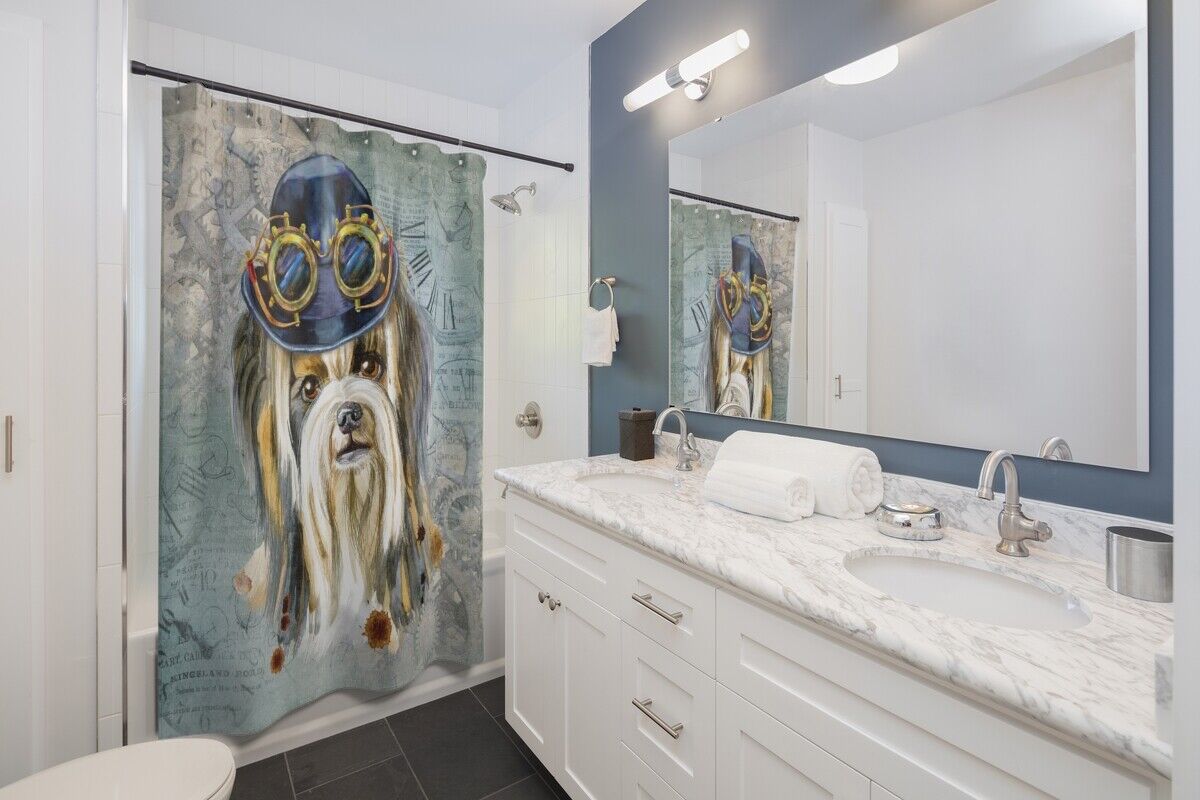Colorful Dog Shower Curtain For Fun And Modern Bathroom Decor - Image 2