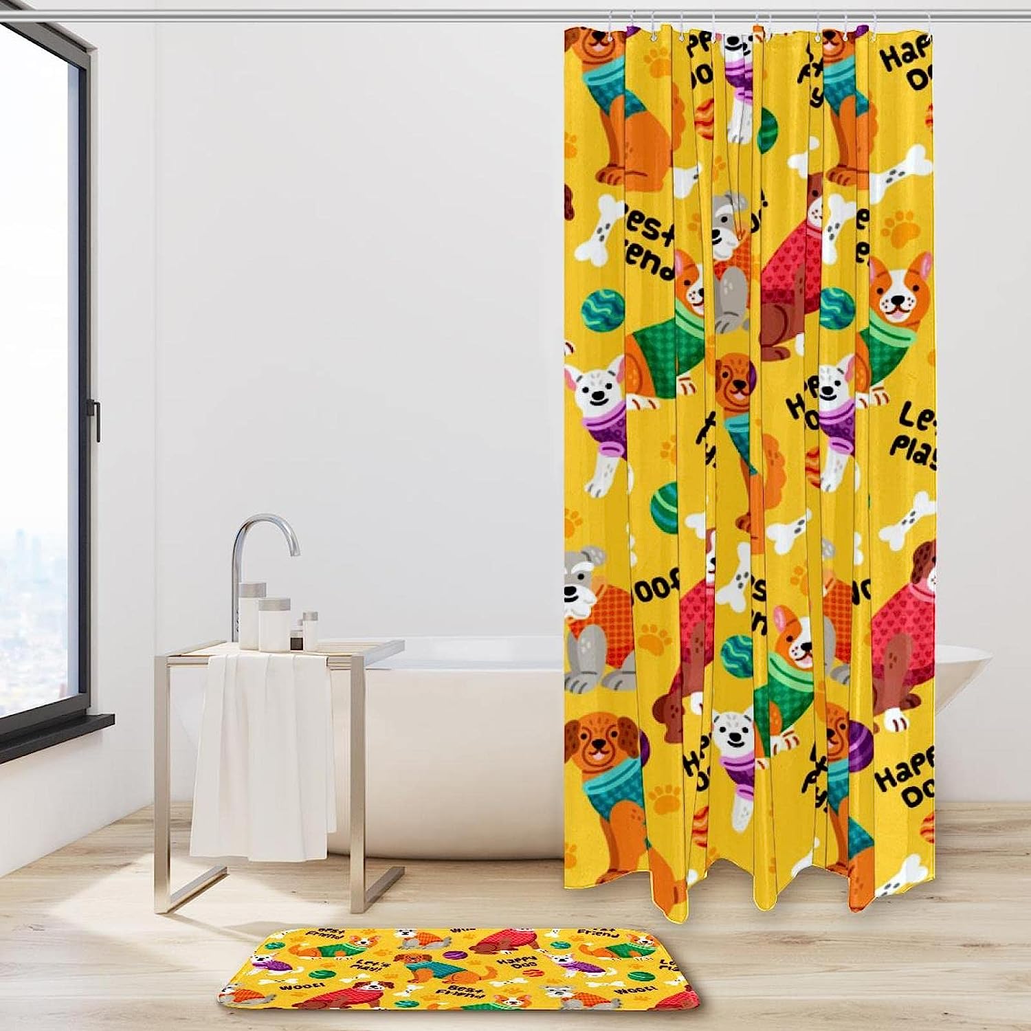 Colorful Dogs Shower Curtain For Waterproof Bathroom Decor - Image 2