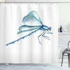 Colorful Dragonfly Print Water Resistant Shower Curtain For Bathroom