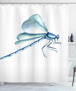 Colorful Dragonfly Print Water Resistant Shower Curtain For Bathroom