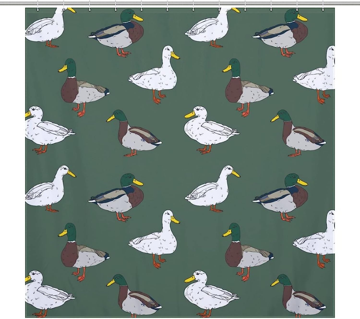 Colorful Ducks Printed Shower Curtain In Multiple Colors