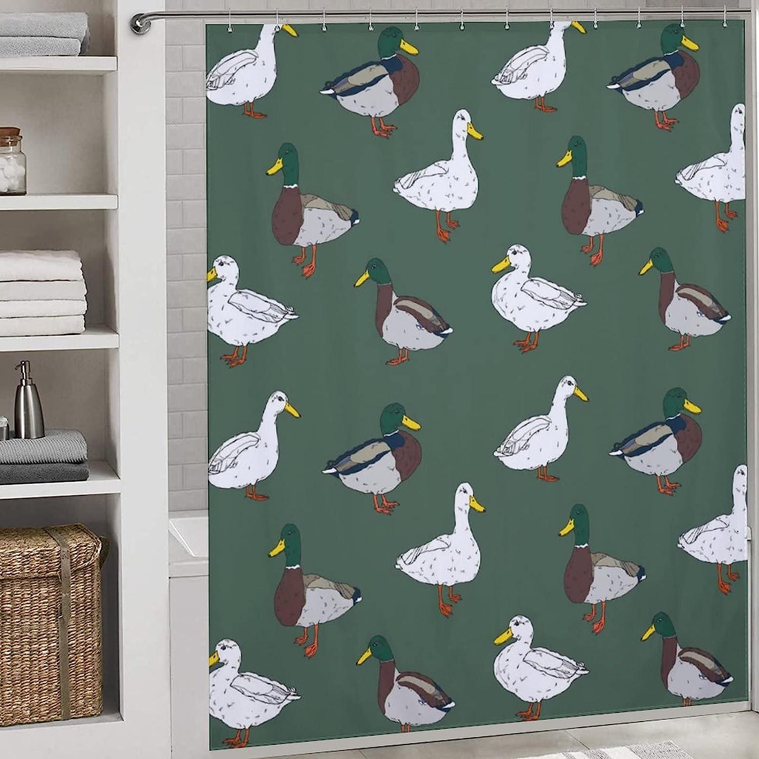Colorful Ducks Printed Shower Curtain In Multiple Colors - Image 3