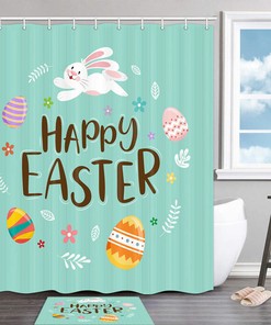 Colorful Easter Bunny Eggs Shower Curtain - Spring Festival Bathroom Decor