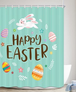 Colorful Easter Bunny Eggs Shower Curtain - Spring Festival Bathroom Decor
