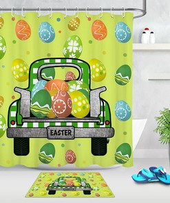Colorful Easter Colorful Eggs Cartoon Rabbit Shower Curtain For A Fun Easter Bathroom