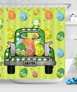 Colorful Easter Colorful Eggs Cartoon Rabbit Shower Curtain For A Fun Easter Bathroom