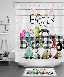 Colorful Easter Egg Shower Curtain - Butterflies Flowers Bathroom Decor