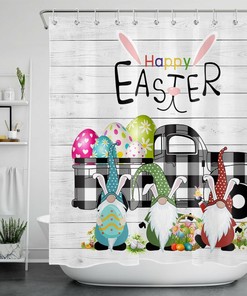 Colorful Easter Egg Shower Curtain - Butterflies Flowers Bathroom Decor