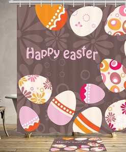 Colorful Easter Eggs And Flower Shower Curtain For Happy Bathroom Decor