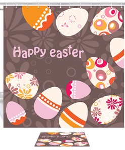 Colorful Easter Eggs And Flower Shower Curtain For Happy Bathroom Decor
