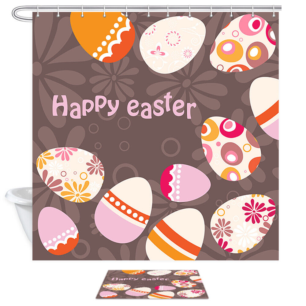 Colorful Easter Eggs And Flower Shower Curtain For Happy Bathroom Decor
