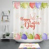 Colorful Easter Eggs And Green Leaves Print Shower Curtain For Bathroom Decor