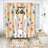 Colorful Egg And Cute Rabbit Yellow Shower Curtain And Festive Shower Curtain Sets