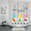 Colorful Eggs Shower Curtain - Cute Dwarf Elves Easter Bathroom Decor