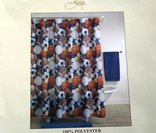Colorful Fabric All Sports Baseball Basketball Football Soccer Shower Curtain - Nip And Full Size