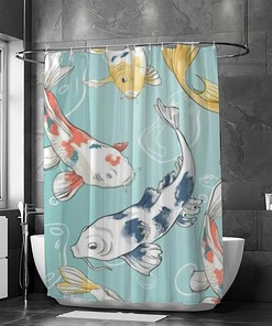 Colorful Fish Koi and Bubbles Shower Curtain - Baby Bath Bathtubs Decor