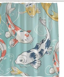 Colorful Fish Koi and Bubbles Shower Curtain - Baby Bath Bathtubs Decor