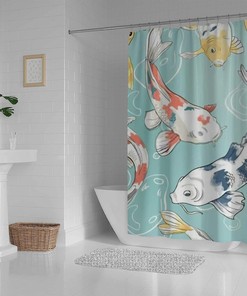Colorful Fish Koi and Bubbles Shower Curtain - Baby Bath Bathtubs Decor