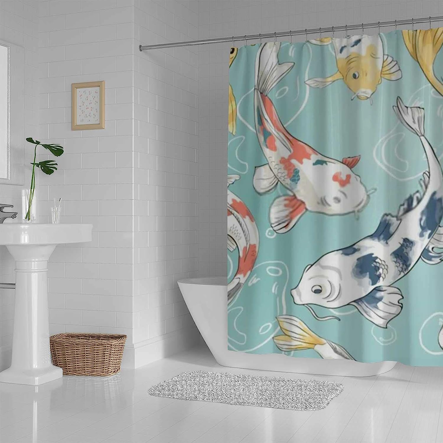 Colorful Fish Koi and Bubbles Shower Curtain - Baby Bath Bathtubs Decor