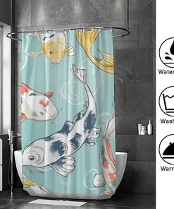 Colorful Fish Koi and Bubbles Shower Curtain - Baby Bath Bathtubs Decor