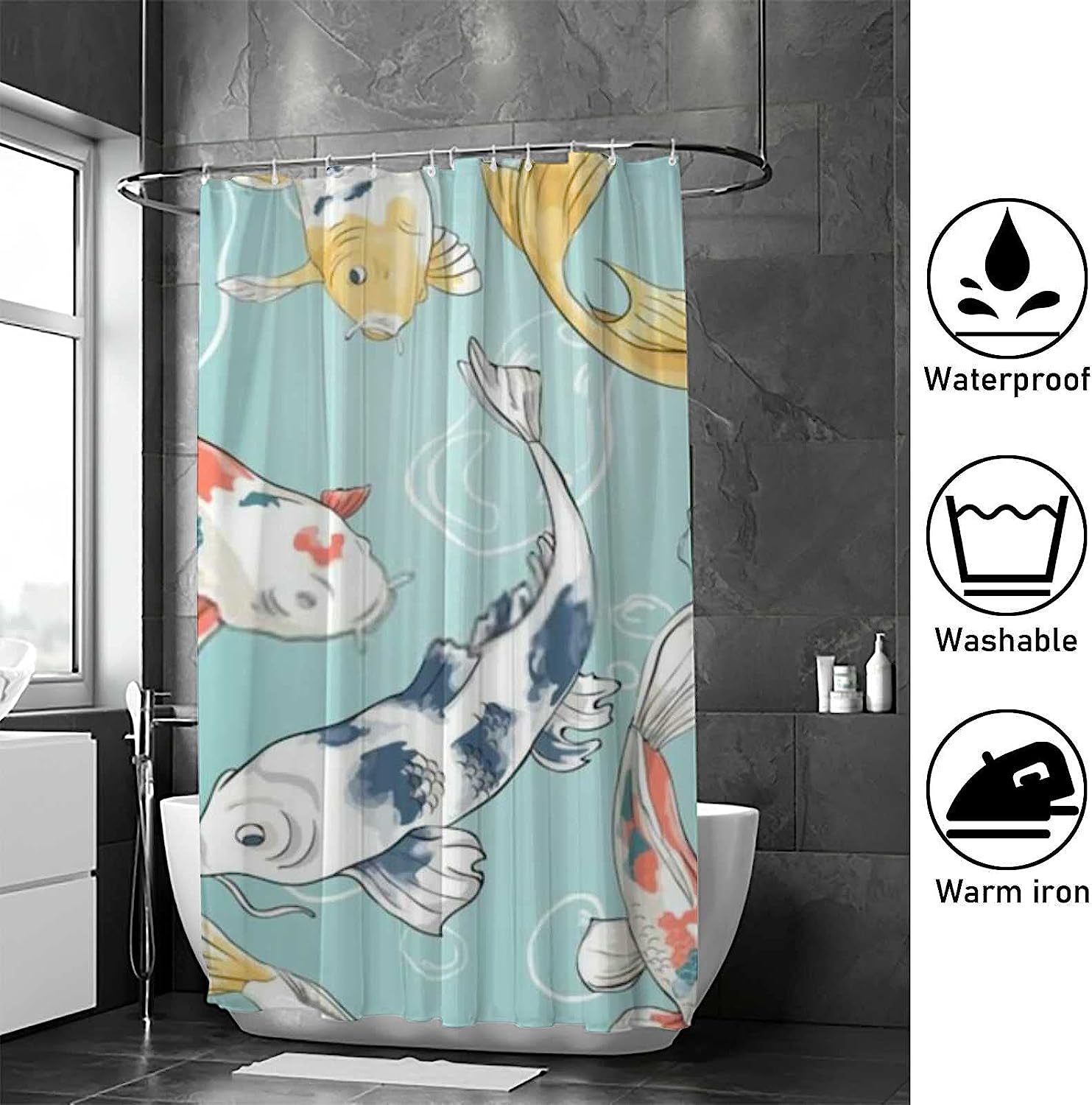 Colorful Fish Koi and Bubbles Shower Curtain - Baby Bath Bathtubs Decor