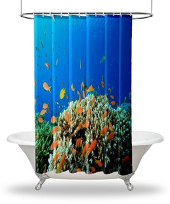 Colorful Fish Nature Printed Shower Curtain for a Playful and Underwater-Inspired Bathroom Decor