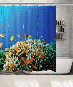 Colorful Fish Nature Printed Shower Curtain for a Playful and Underwater-Inspired Bathroom Decor