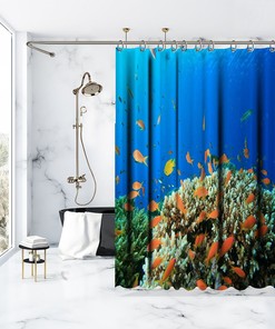 Colorful Fish Nature Printed Shower Curtain for a Playful and Underwater-Inspired Bathroom Decor