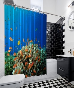 Colorful Fish Nature Printed Shower Curtain for a Playful and Underwater-Inspired Bathroom Decor