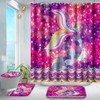 Colorful Fish Scale Tail Print Shower Curtain for Kid's Bathroom