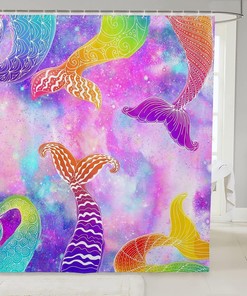 Colorful Fish Tail Mermaid Shower Curtain for Boys Girls Teens Room Decor