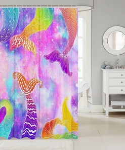 Colorful Fish Tail Mermaid Shower Curtain for Boys Girls Teens Room Decor
