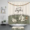 Colorful Flags Easter Rabbit Shower Curtain With Funny Eggs For Bathroom Decor