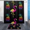 Colorful Flamingo Pineapple Shower Curtain, Vibrant Bathroom Decor 