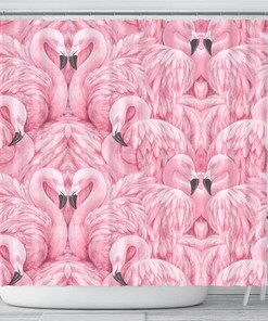 Colorful Flamingo Print Shower Curtain For A Fun Bathroom