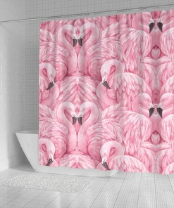 Colorful Flamingo Print Shower Curtain For A Fun Bathroom