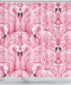 Colorful Flamingo Print Shower Curtain For A Fun Bathroom