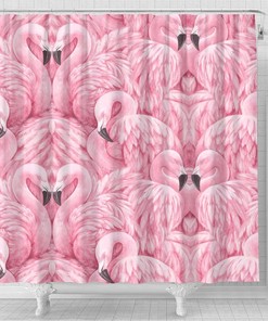 Colorful Flamingo Print Shower Curtain For A Fun Bathroom