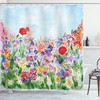 Colorful Floral Garden Artistic Print Extra Long Shower Curtain For A Beautiful Bathroom Ambience