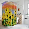 Colorful Floral Sunflowers Bathroom Shower Curtain, Artistic Sunset Design, Travel Accessory for Home 