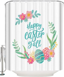 Colorful Flower Easter Eggs Shower Curtain For Bathroom Decor