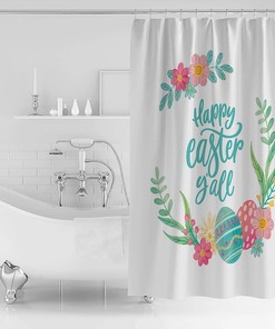 Colorful Flower Easter Eggs Shower Curtain For Bathroom Decor