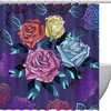 Colorful Flower Rose Decorative Shower Curtain for Bathroom