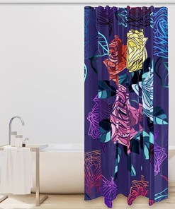Colorful Flower Rose Decorative Shower Curtain for Bathroom