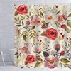 Colorful Flower Shower Curtain With Red And Pink Flower Watercolor Print For A Lively Atmosphere