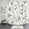 Colorful Flower Shower Curtain with Spring Botanical Leaves, perfect for Nature-loving Bathroom Decor 