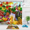 Colorful Flowers And Pumpkins Shower Curtain - Autumn Garden Harvest Design